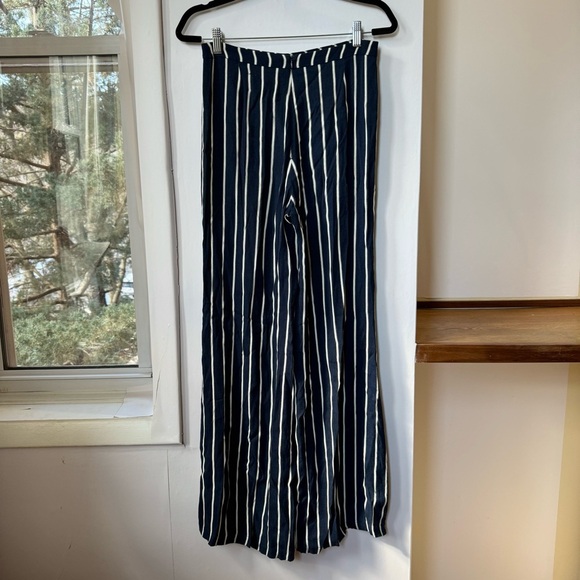 Reformation Striped Wide Leg High Rise Pants Lightweight Navy White 6 - Picture 10 of 10